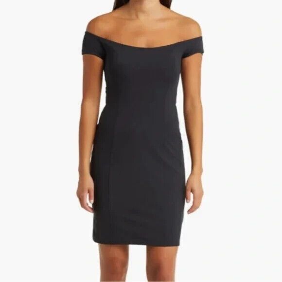 Open Edit Dresses & Skirts - Open Edit Black Off the Shoulder Bodycon Mini Dress Small Stretch LBD Cocktail
